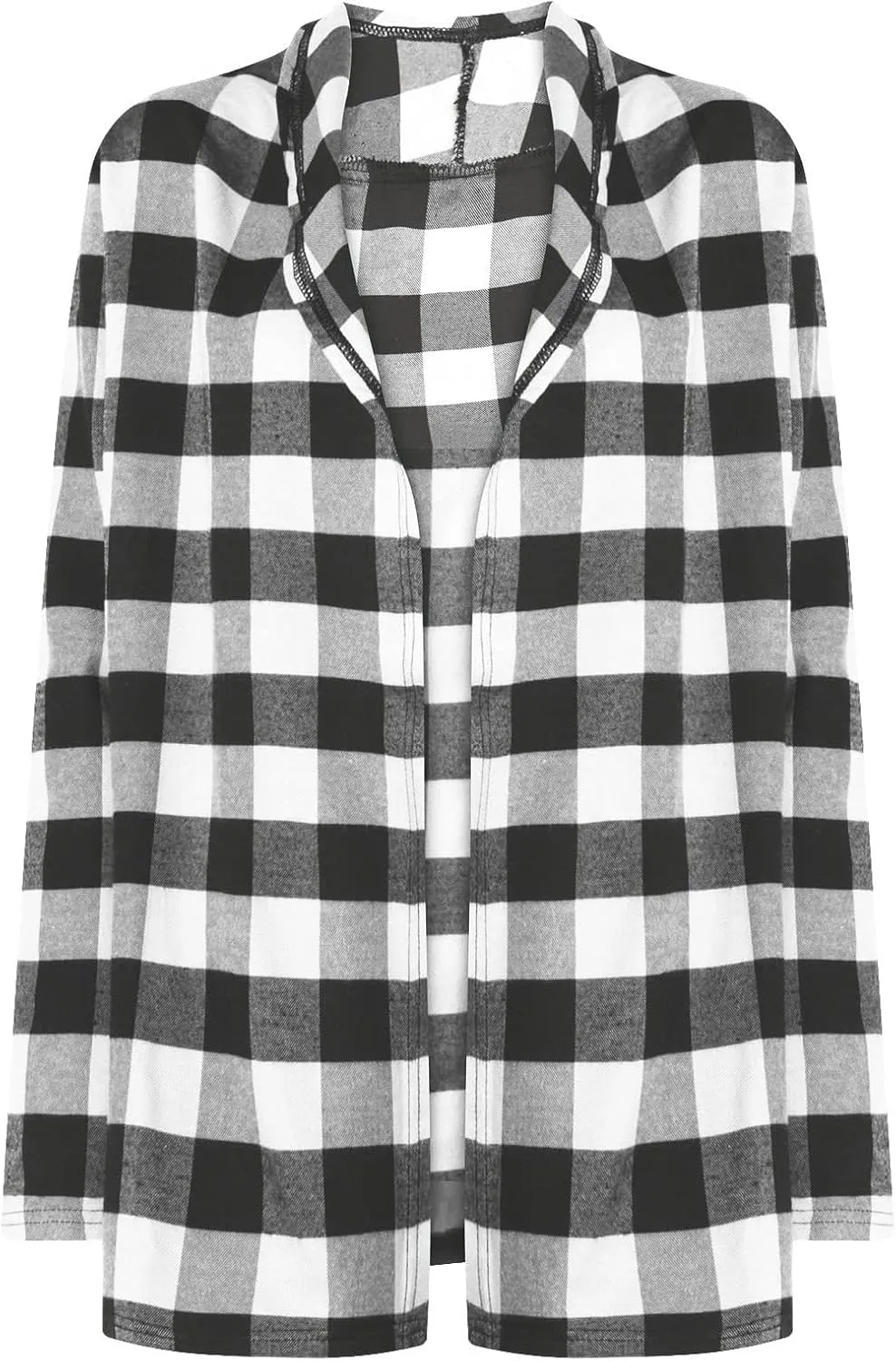 Womens Oversized Plaid Cardigan Jacket Lightweight Trendy Open Front Mid-Length Outerwears Work Business Casual Coats