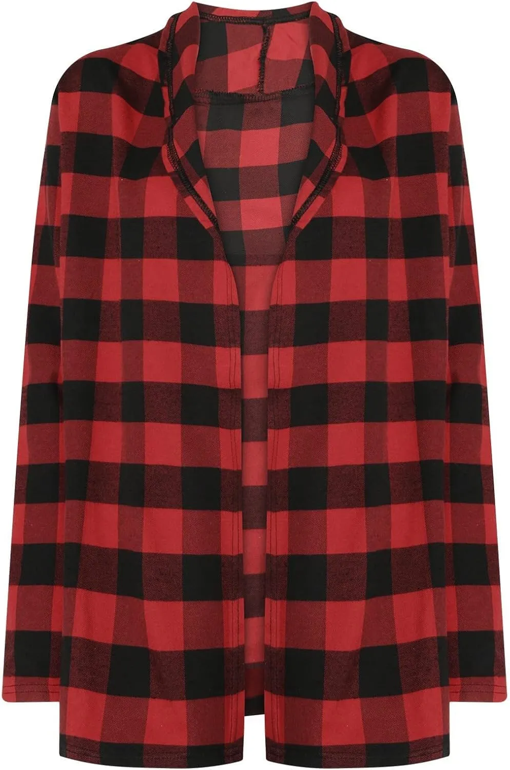 Womens Oversized Plaid Cardigan Jacket Lightweight Trendy Open Front Mid-Length Outerwears Work Business Casual Coats