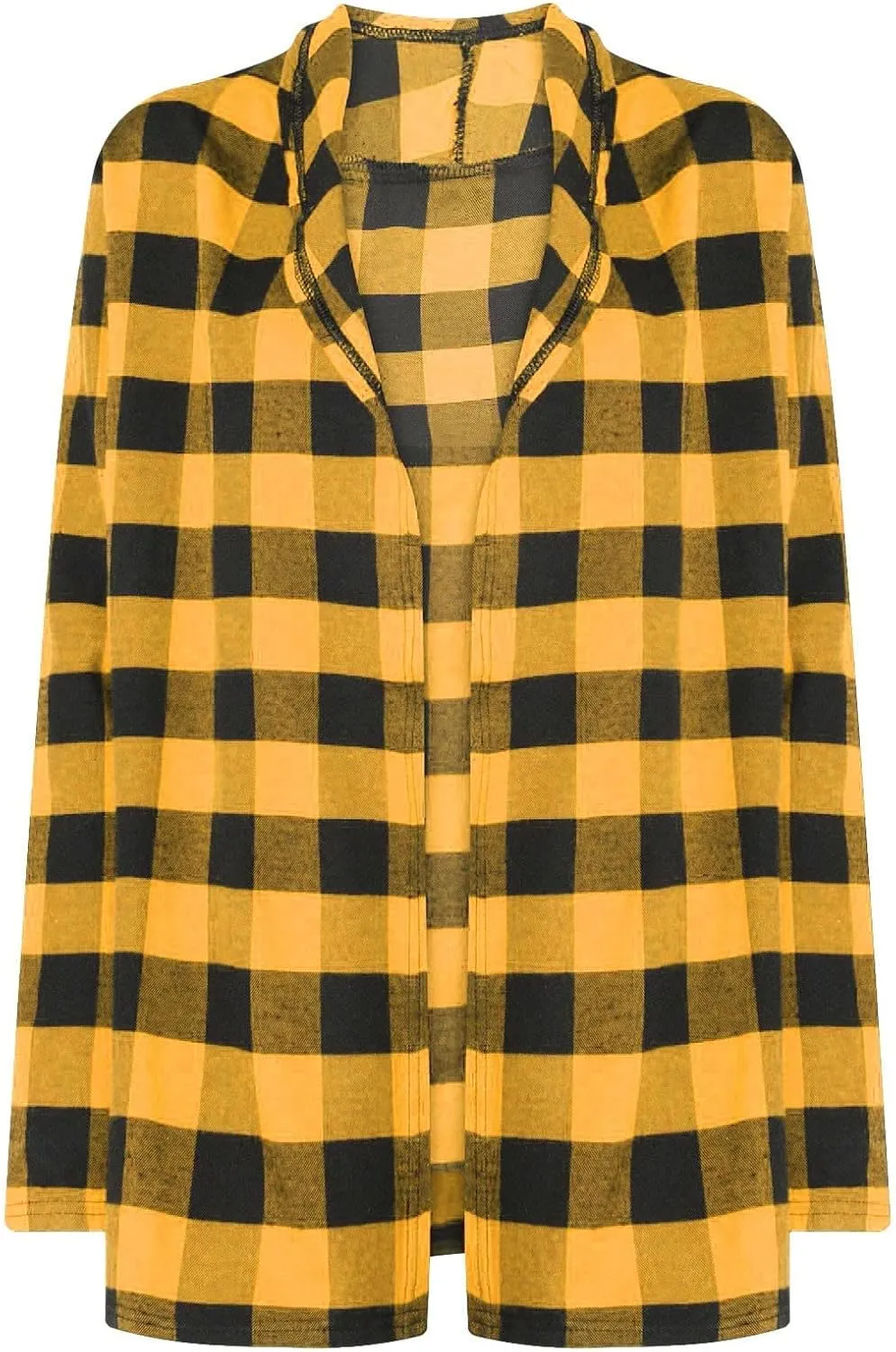 Womens Oversized Plaid Cardigan Jacket Lightweight Trendy Open Front Mid-Length Outerwears Work Business Casual Coats