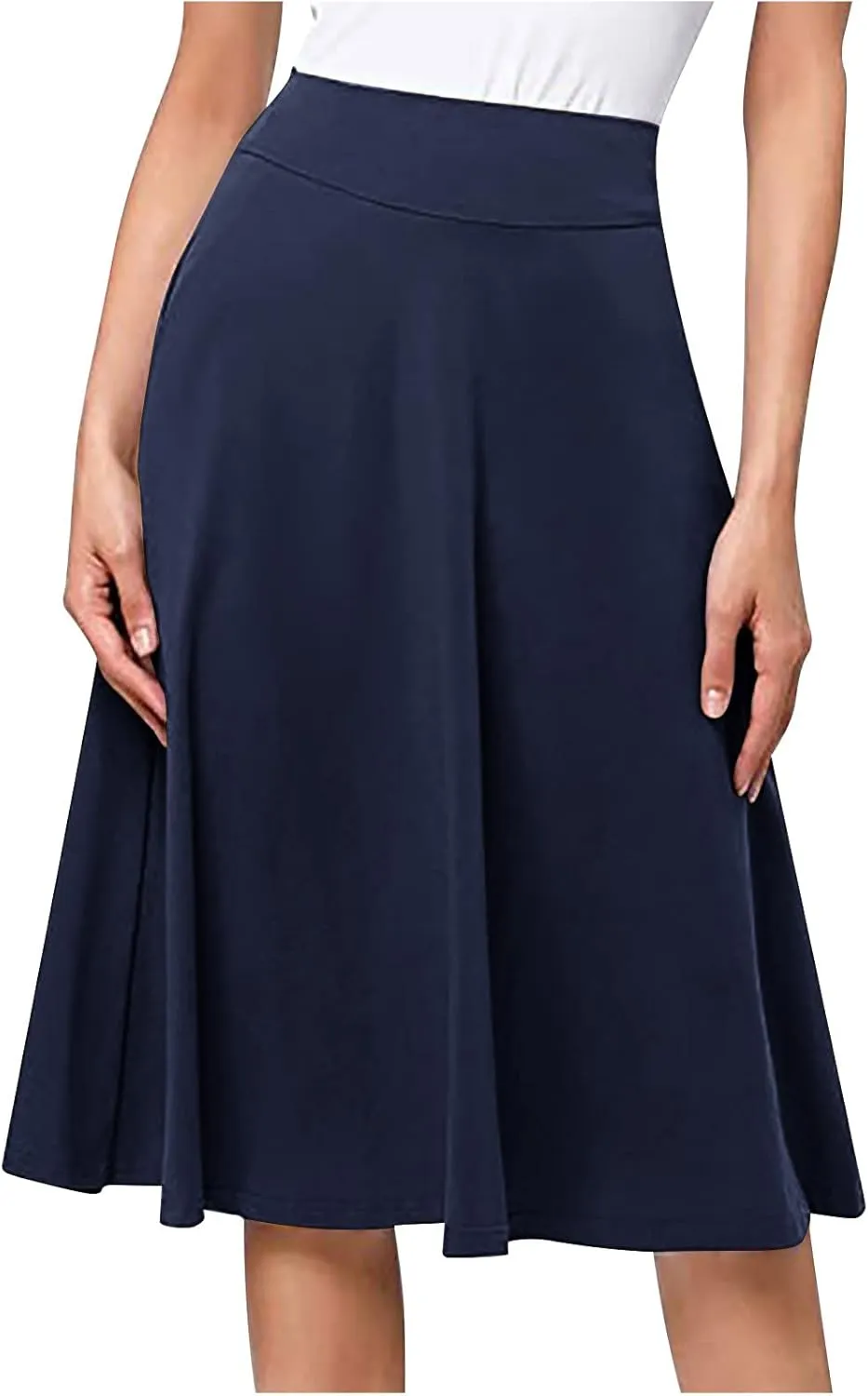 Women's Pleated Midi Skirts High Waist Flare A Line Plus Size Skirt Vintage 2025 Trendy Business Dress