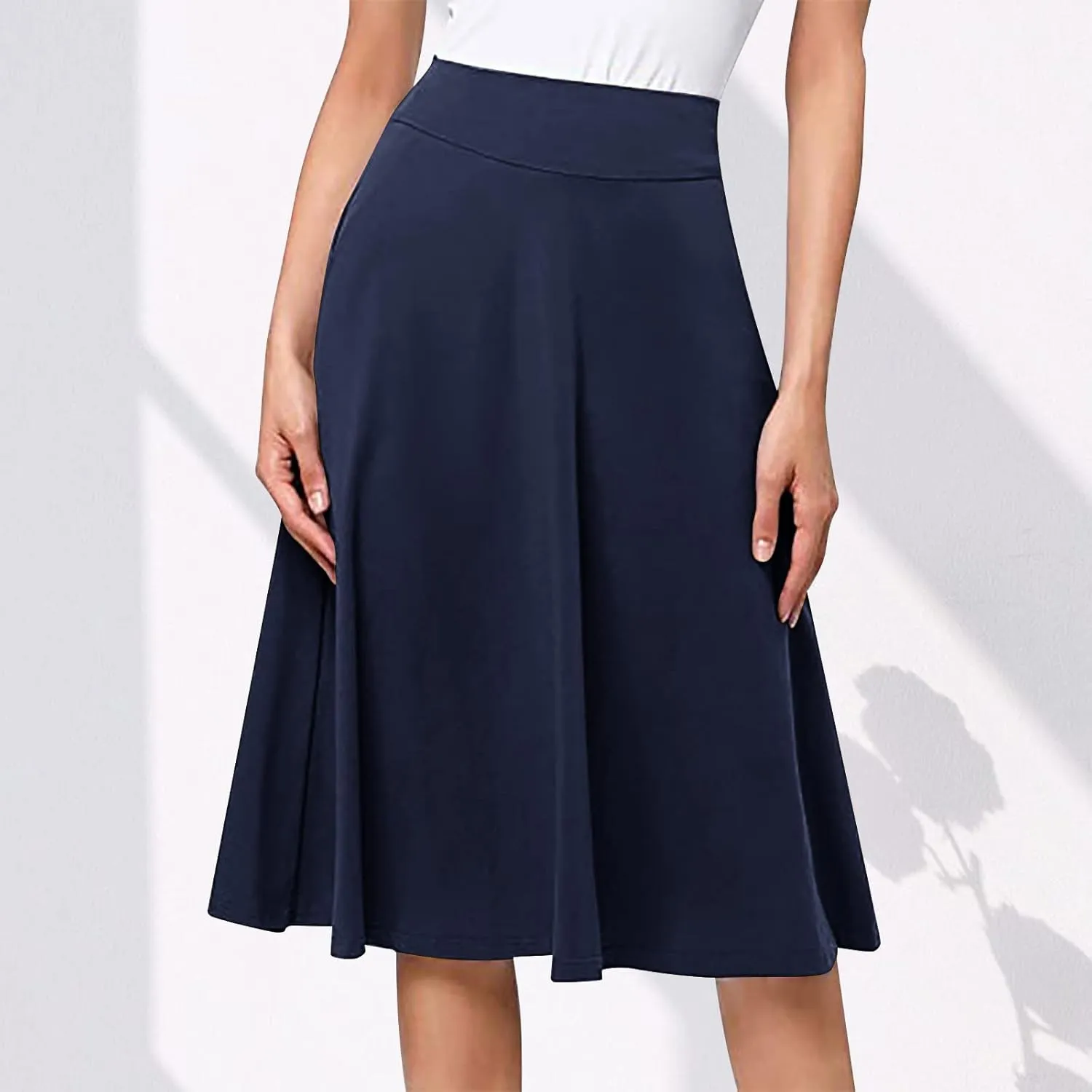 Women's Pleated Midi Skirts High Waist Flare A Line Plus Size Skirt Vintage 2025 Trendy Business Dress