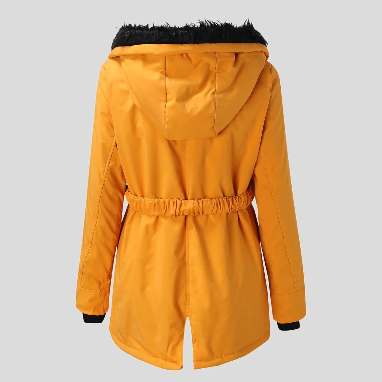 Womens Plus Size Winter Coats Warm Thicken Long Sleeve Trench Coat Casual Long Sleeve Hooded Padded Outwear with Pocket