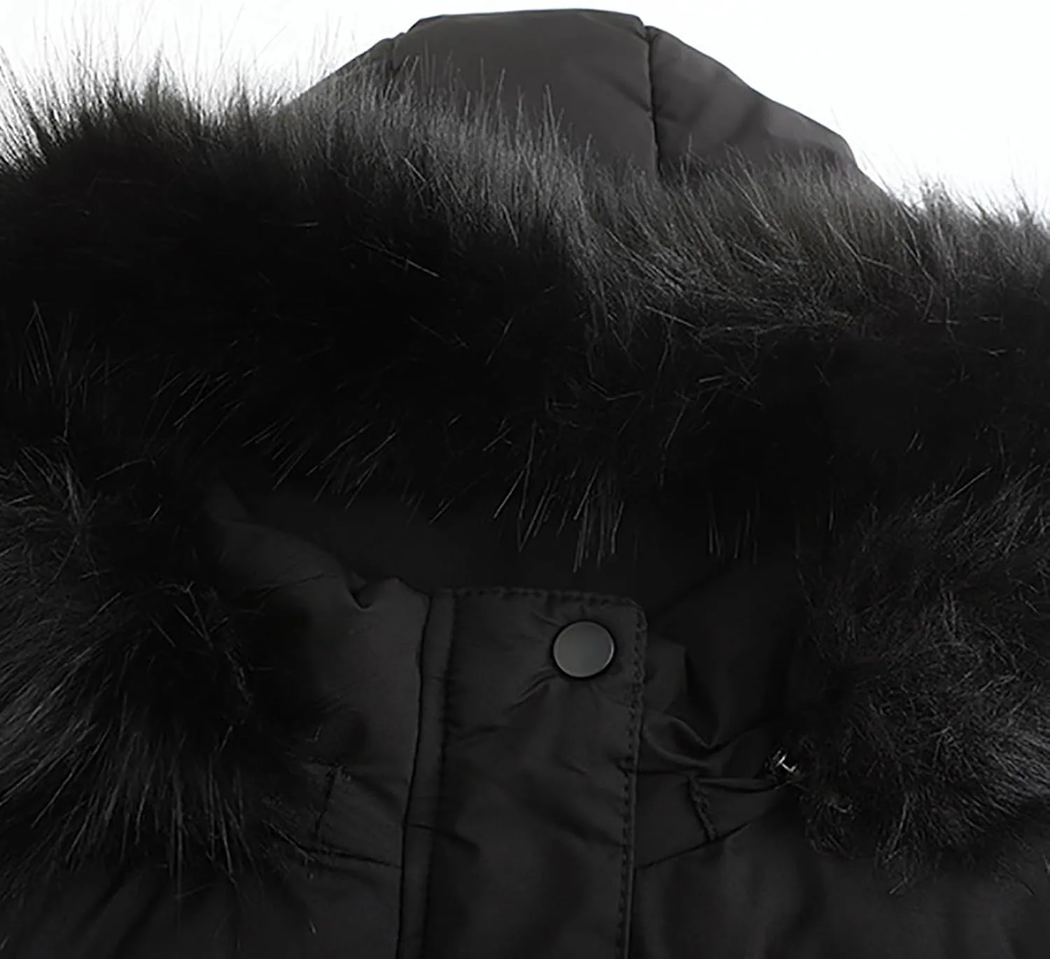 Women's Puffer Jacket Warm Thickened Zip Up Crop Down Jacket Quilted Parkas Faux Fur Removable Hood Outerwear Pockets