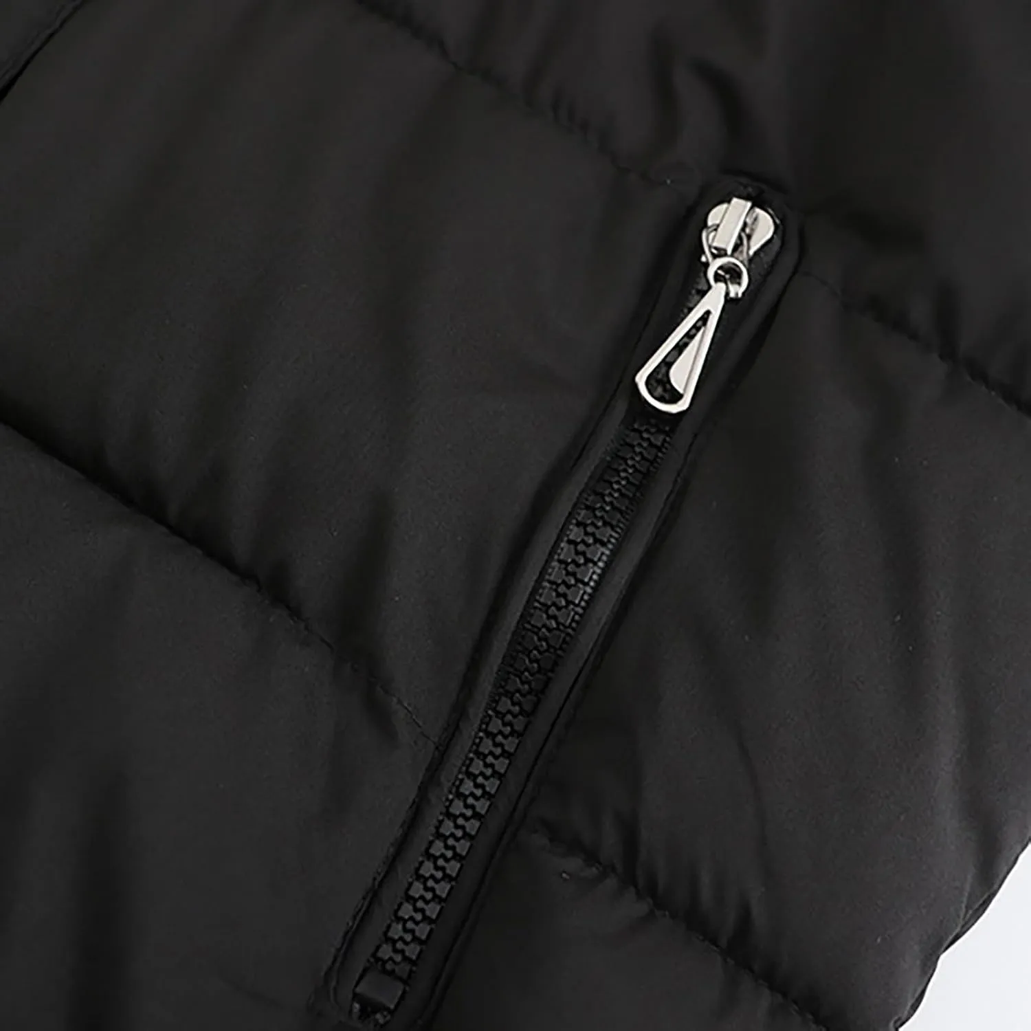 Women's Puffer Jacket Warm Thickened Zip Up Crop Down Jacket Quilted Parkas Faux Fur Removable Hood Outerwear Pockets