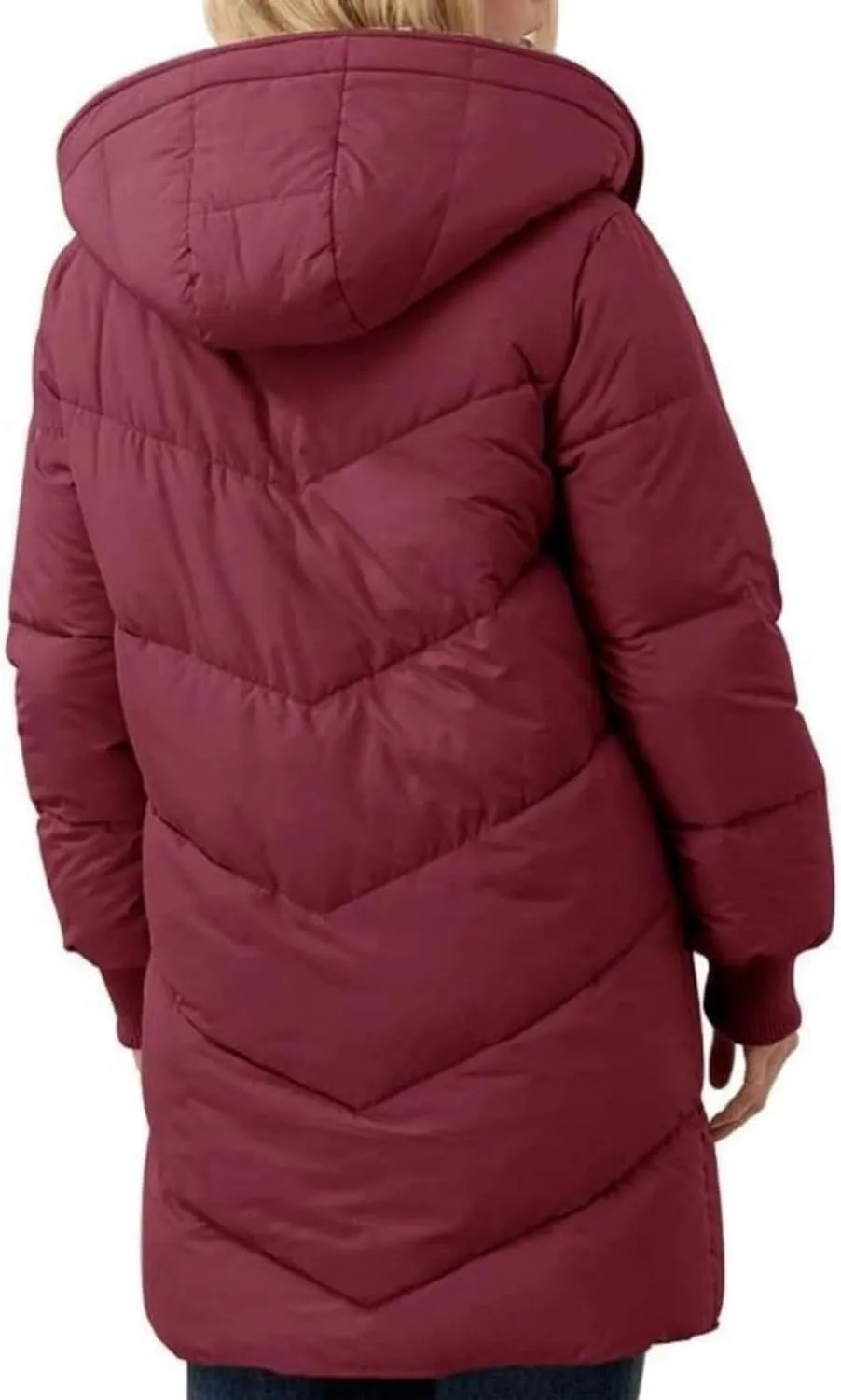 Women's Puffer Jacket Zipper Button Hooded Down Jacket Sherpa Fleece Lined Thickened Jacket Winter Warm Down Coat