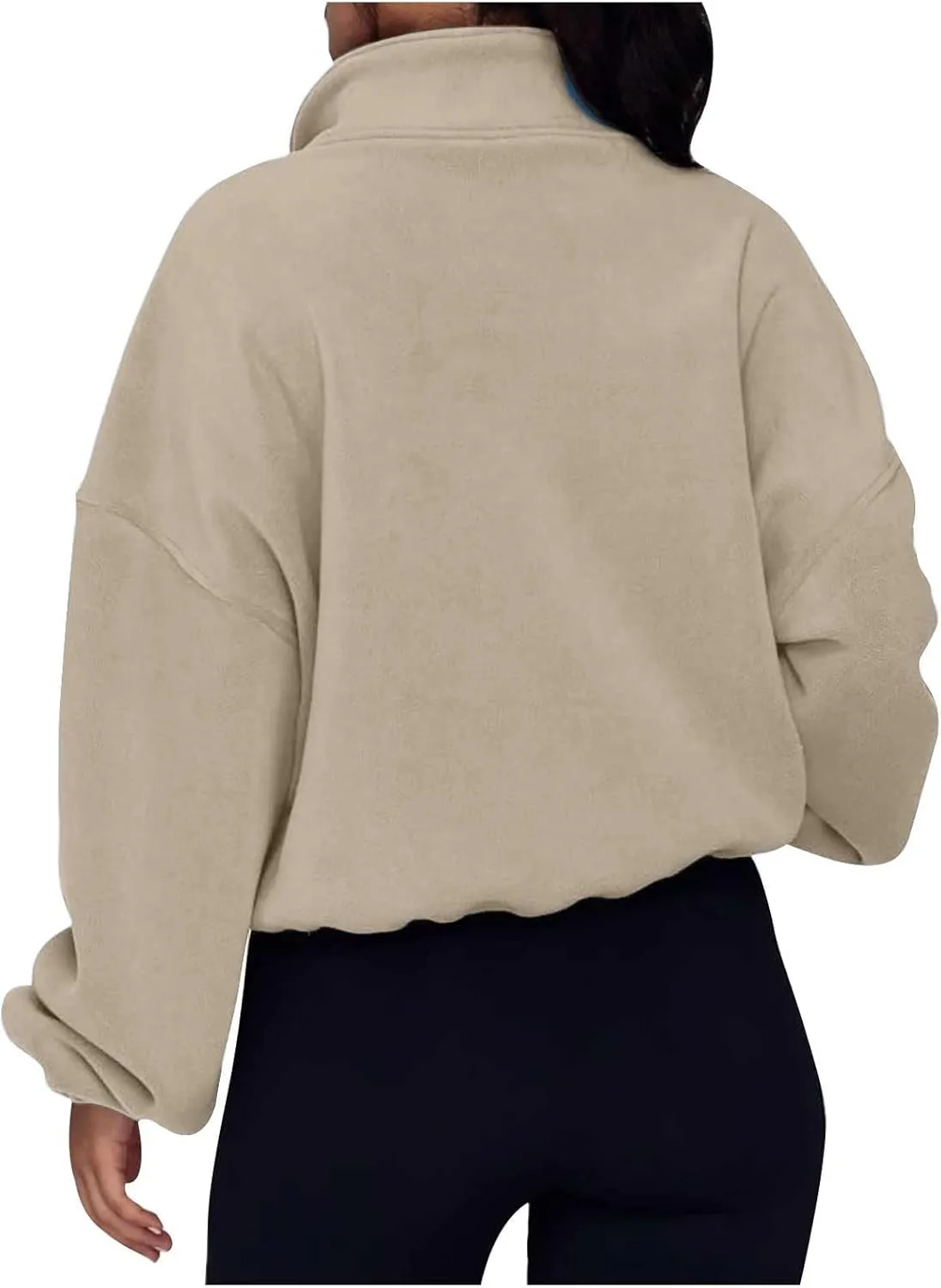 Womens Quarter Zip Hoodies Cropped Sweatshirts Long Sleeve Fleece Half Zip Sweatshirts Fall Outfits Clothes Pullover
