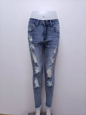 Women's Ripped Jeans Pants Cute Distressed Jeans Stretch Skinny Jeans with Hole (X-Large)