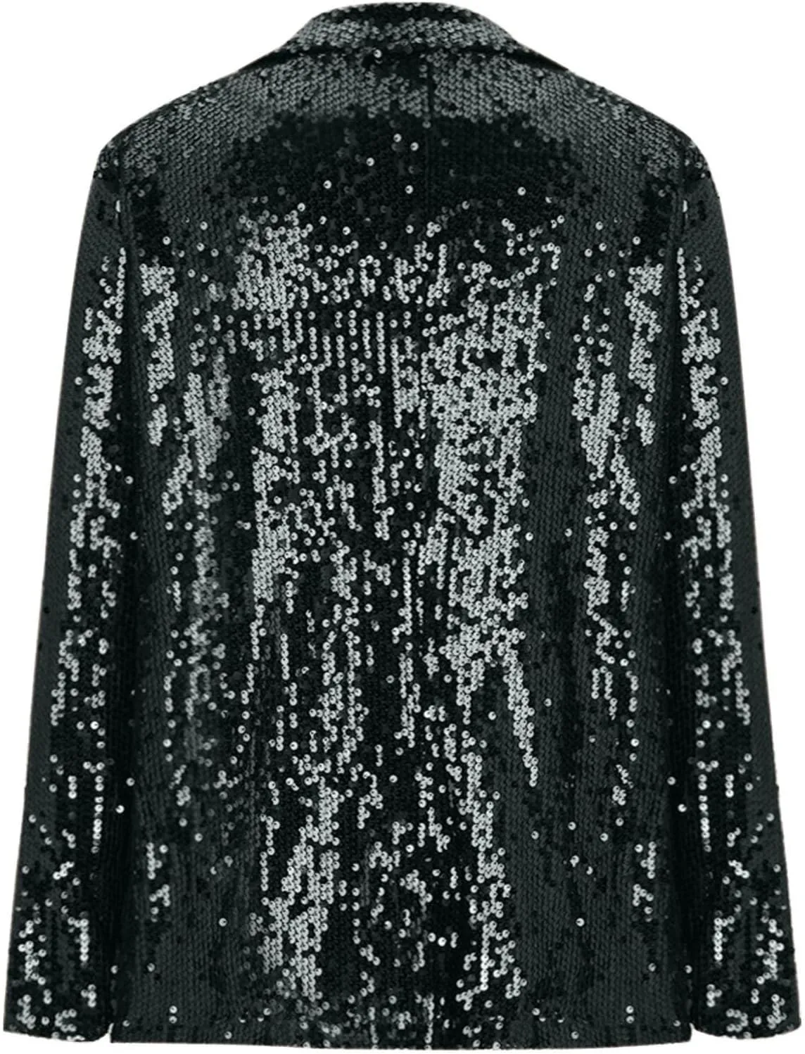 Women's Sequin Blazer Open Front Lapel Suit Jackets Glitter Lightweight Casual Long Sleeve Cardigan Coat with Pocket