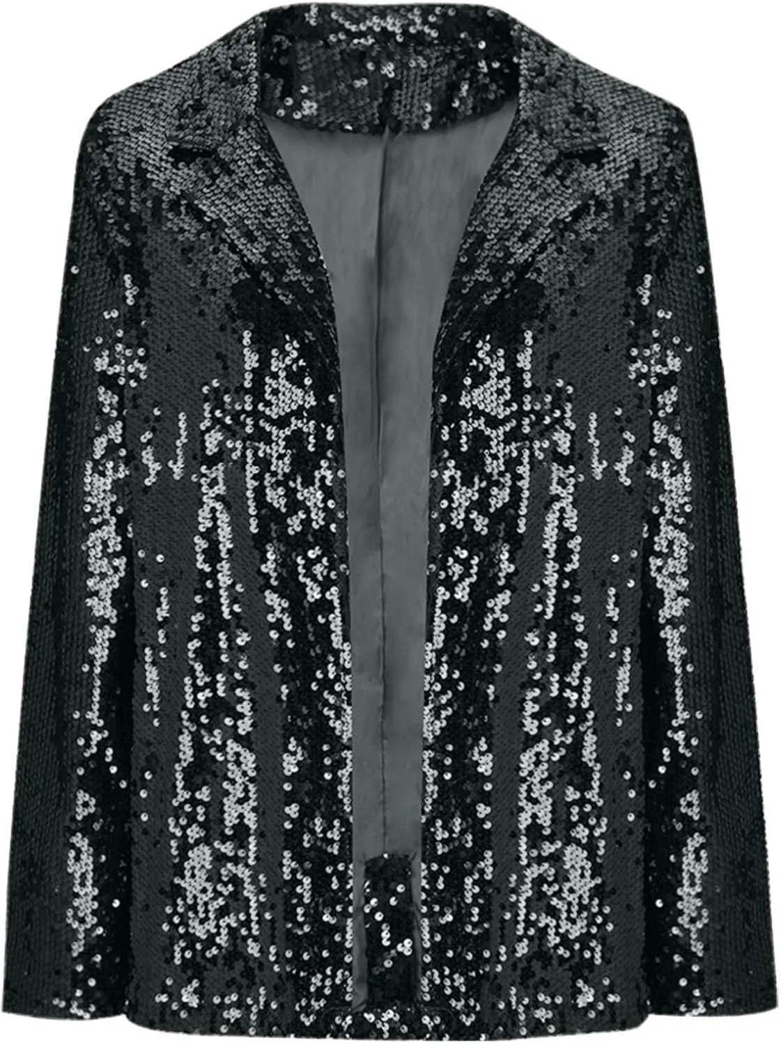 Women's Sequin Blazer Open Front Lapel Suit Jackets Glitter Lightweight Casual Long Sleeve Cardigan Coat with Pocket