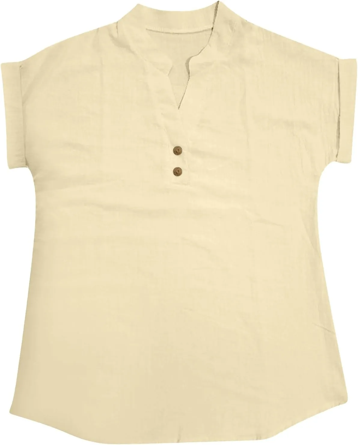 Womens Short Sleeve Linen Shirts Casual Round Neck Oversized T Shirt Embroidery Loose Fit Summer Tee Tops