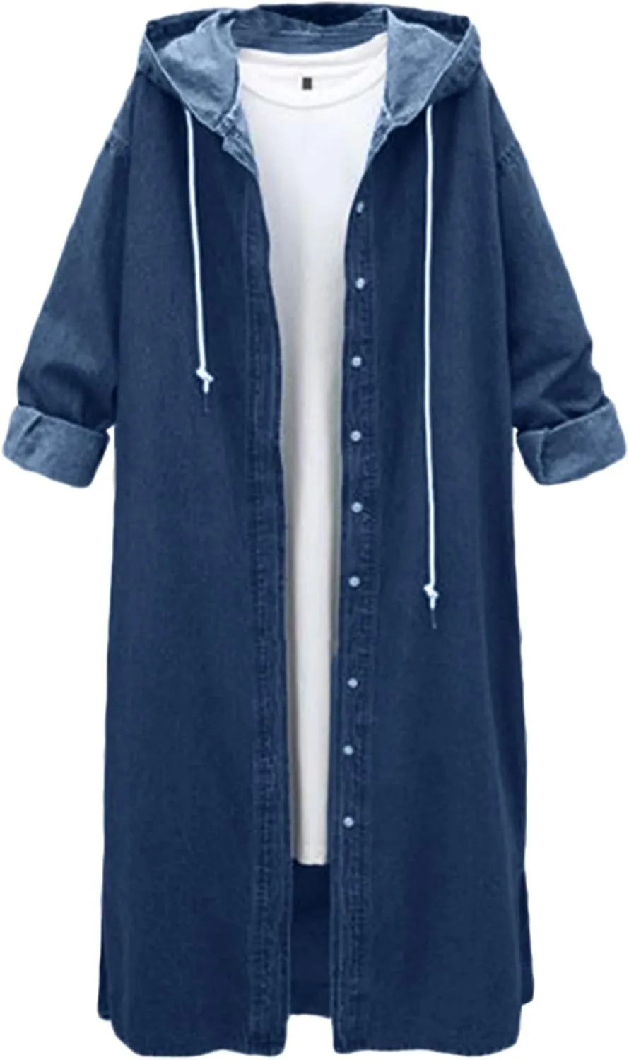 Womens Single Breasted Long Trench Coat Size Denim Lady Plus Jacket Coat Womens Women Double Breasted Classic Lapel