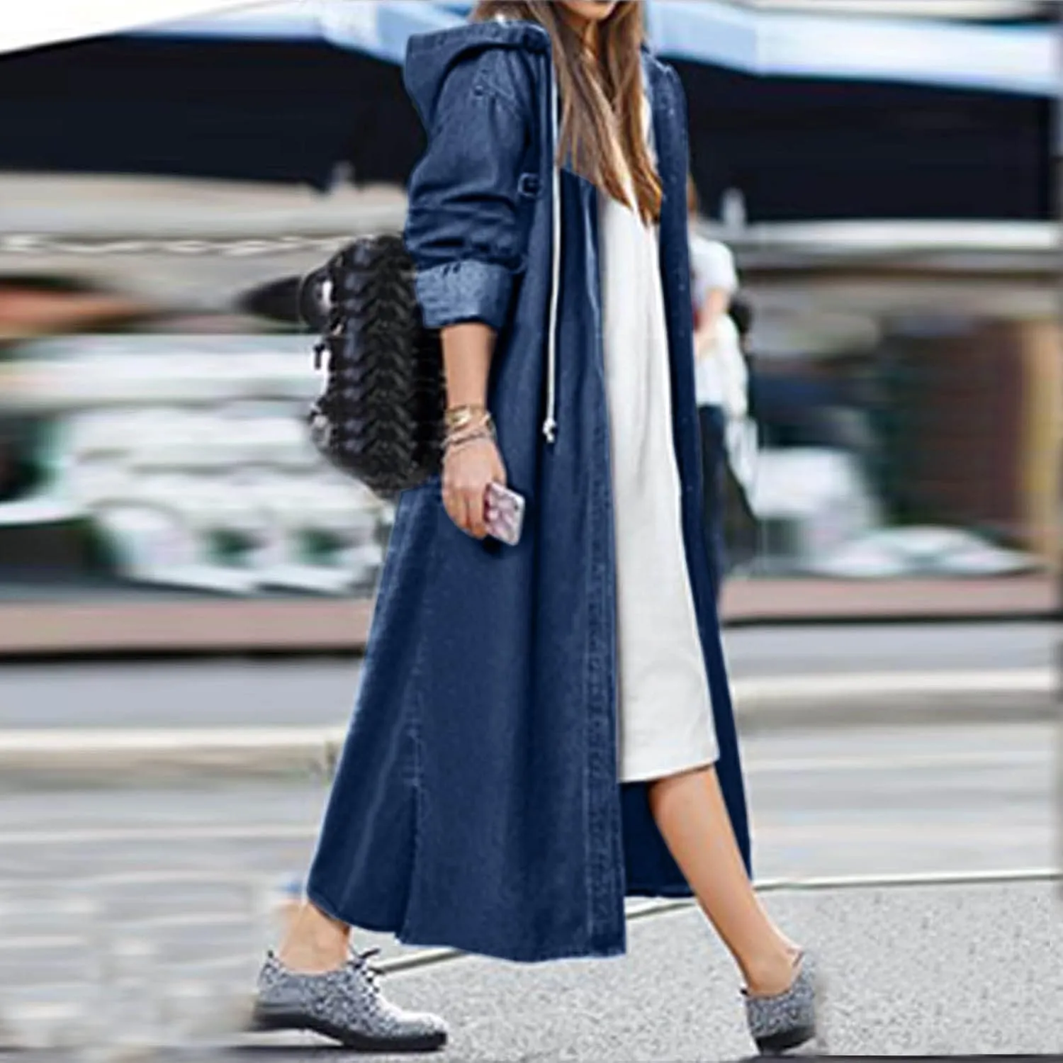 Womens Single Breasted Long Trench Coat Size Denim Lady Plus Jacket Coat Womens Women Double Breasted Classic Lapel