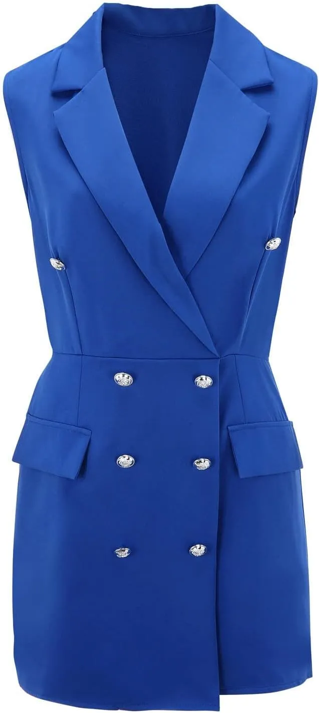 Women's Summer Blazer Button Lapel Sleeveless Mid-Length Elegant Elegant Temperament Trendy Stylish Suit Jackets