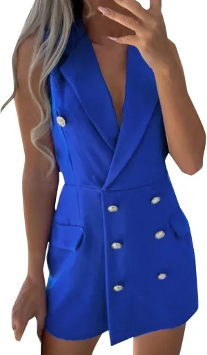 Women's Summer Blazer Button Lapel Sleeveless Mid-Length Elegant Elegant Temperament Trendy Stylish Suit Jackets