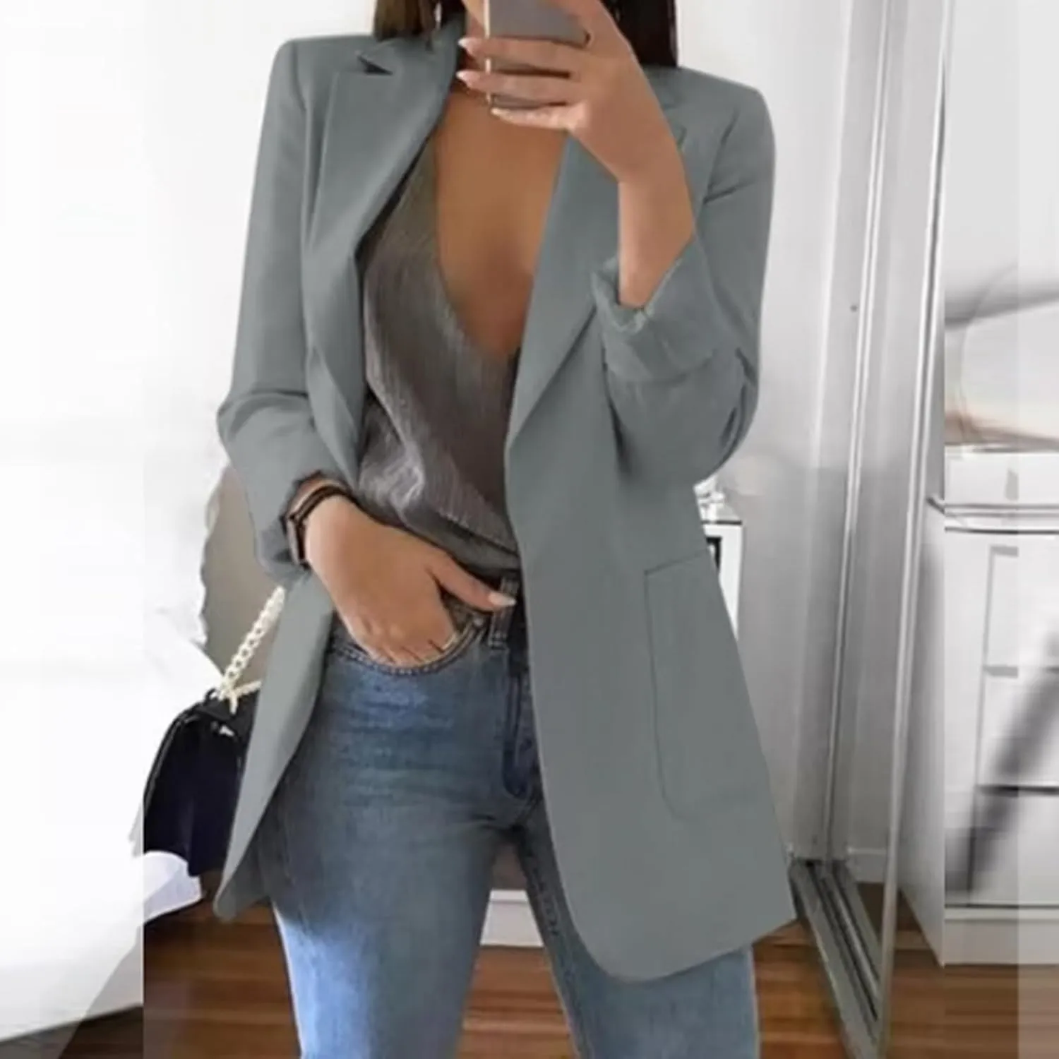 Women's Summer Blazer Lapel Sleeveless Pocket Dressy Casual Business Comfortable Solid Color Stylish Suit Jackets