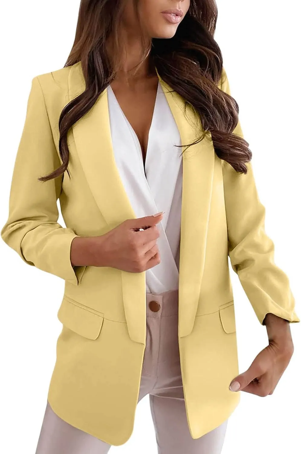 Women's Summer Blazer Lapel Sleeveless Pocket Dressy Work Jacket Comfortable Soft Comfy Stylish Suit Jackets