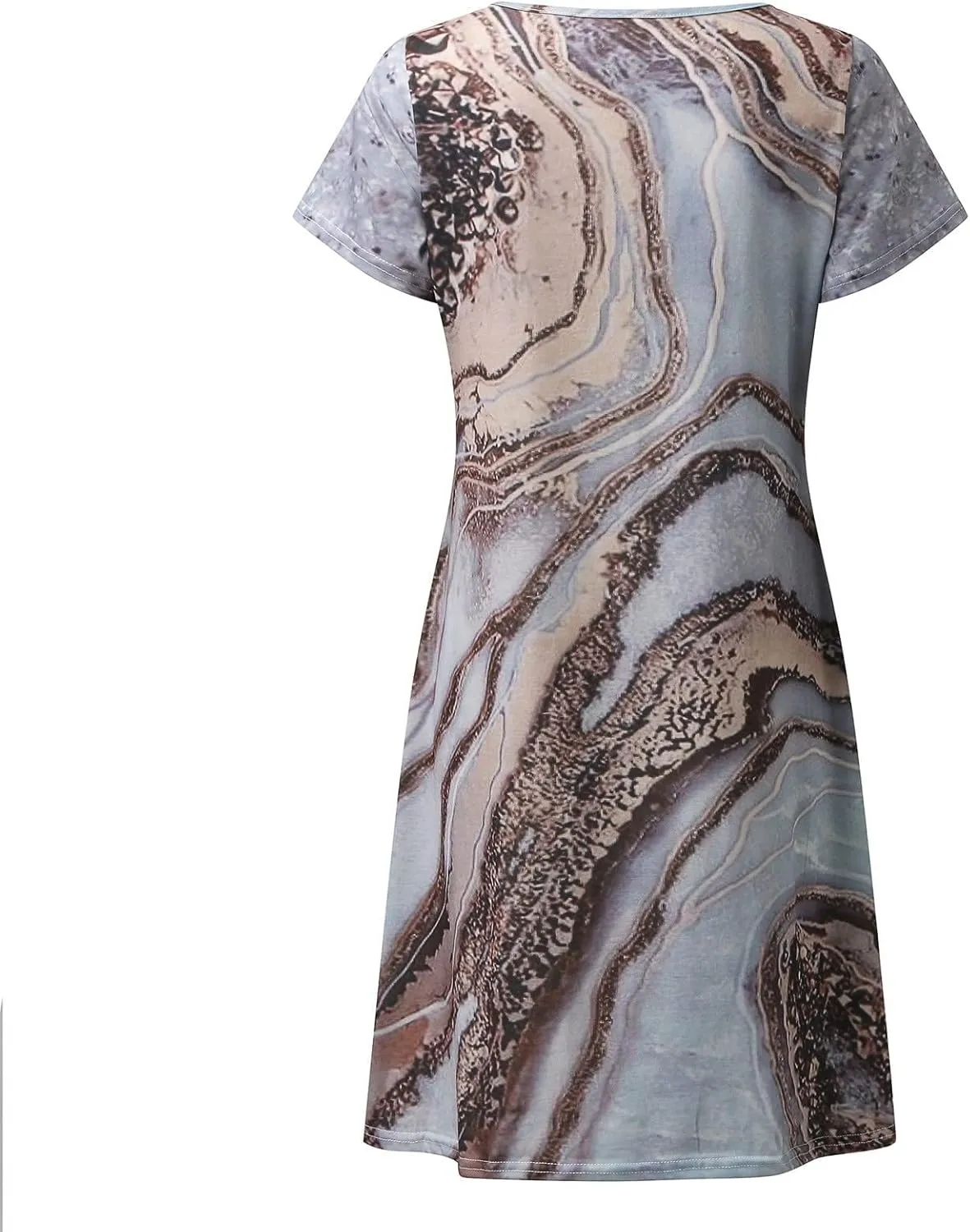 Womens Summer Midi Dresses Trendy V-Neck Short Sleeve Beach Sundresses Floral Printed Dress Casual Loose Outfits 2025