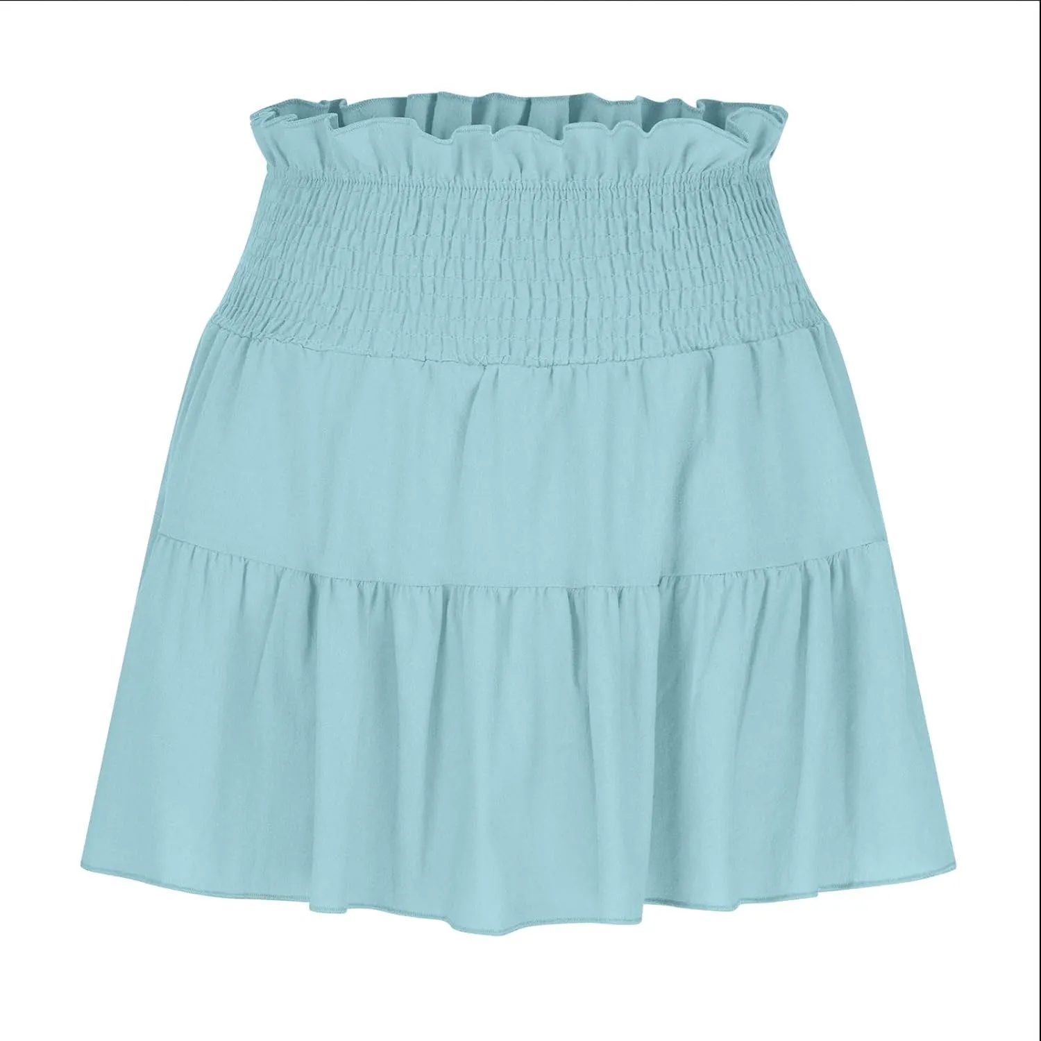 Womens Summer Mini Skirts 2025 Vacation Cute Skirt Ruffle Elastic Waist A-Line Pleated Skirt Beach Party Short Skirt