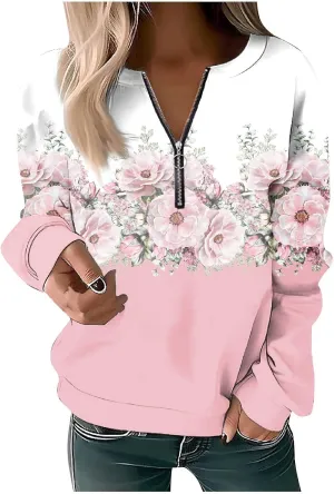 Womens Sweatshirts Quarter Zip Sweatshirts Pullover Casual Zip Up Cute Hoodies 2023 Fall Outfits Athletic Tops
