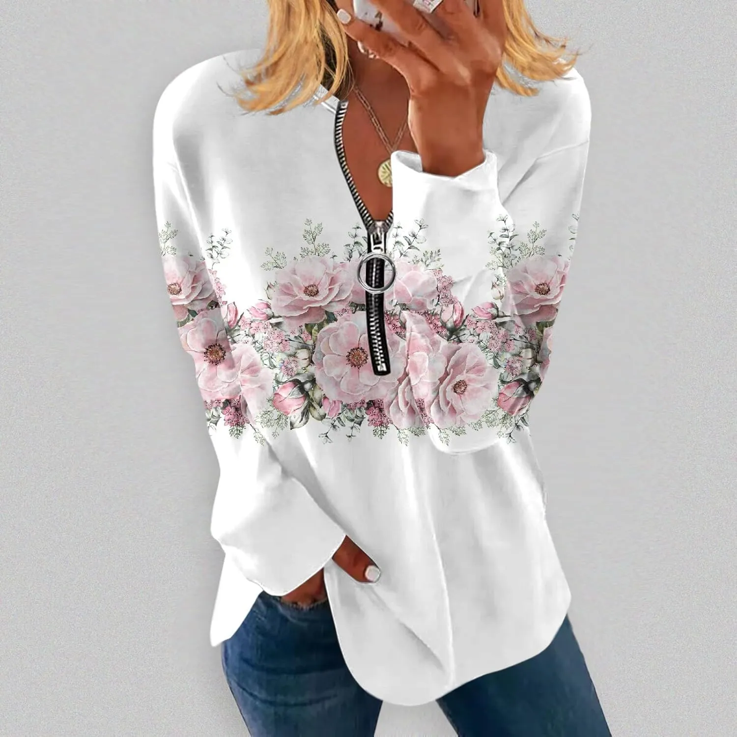 Womens Sweatshirts Quarter Zip Sweatshirts Pullover Casual Zip Up Cute Hoodies 2023 Fall Outfits Athletic Tops