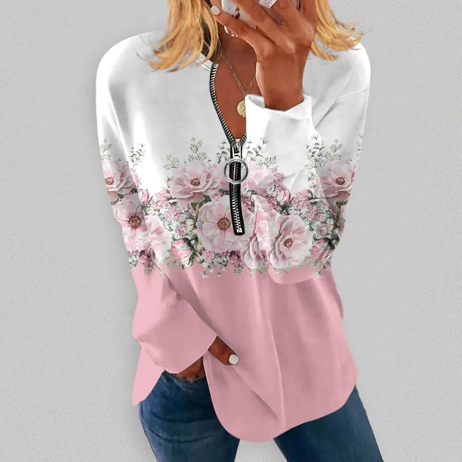 Womens Sweatshirts Quarter Zip Sweatshirts Pullover Casual Zip Up Cute Hoodies 2023 Fall Outfits Athletic Tops