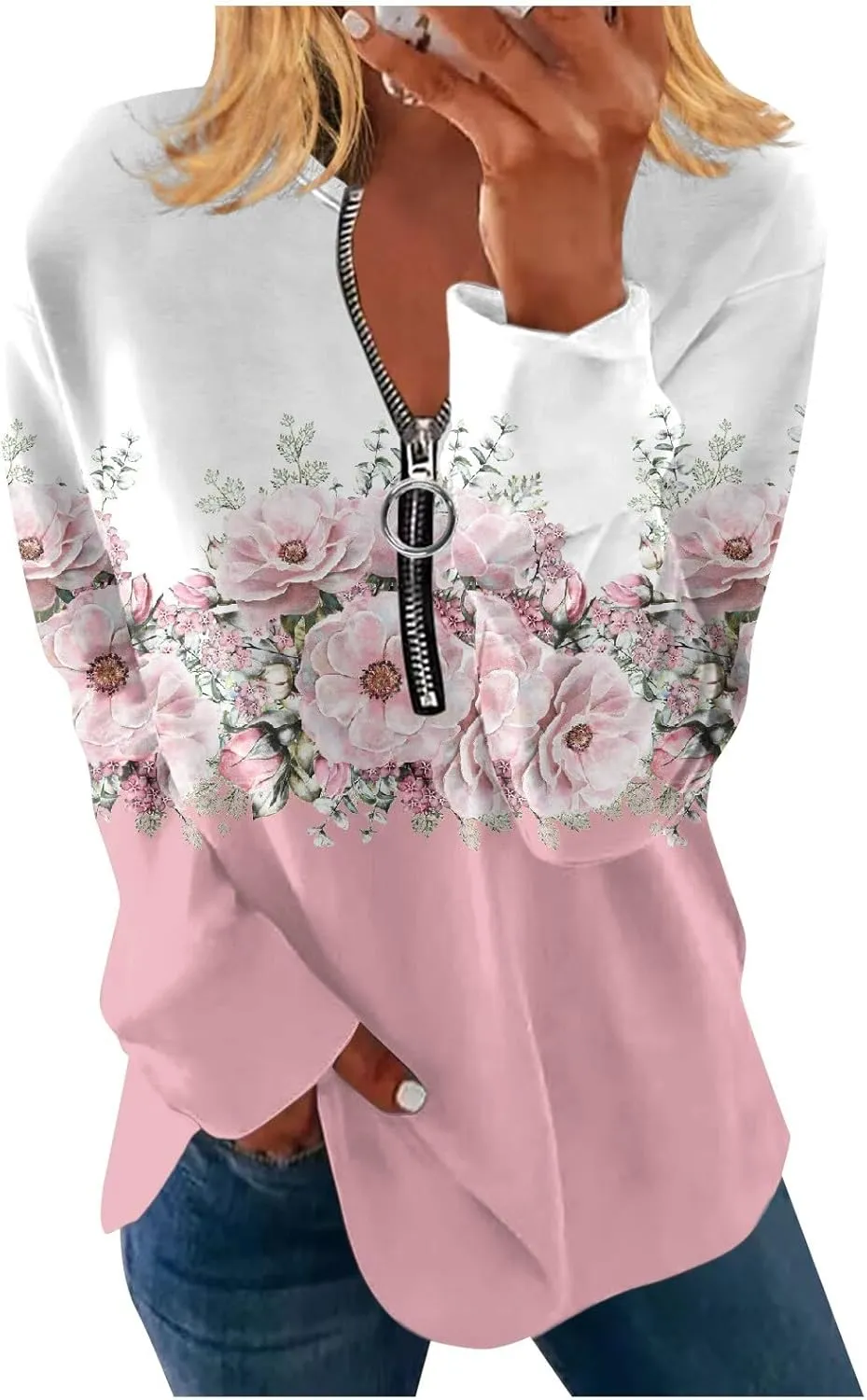 Womens Sweatshirts Quarter Zip Sweatshirts Pullover Casual Zip Up Cute Hoodies 2023 Fall Outfits Athletic Tops