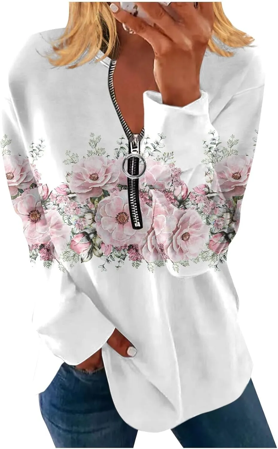 Womens Sweatshirts Quarter Zip Sweatshirts Pullover Casual Zip Up Cute Hoodies 2023 Fall Outfits Athletic Tops