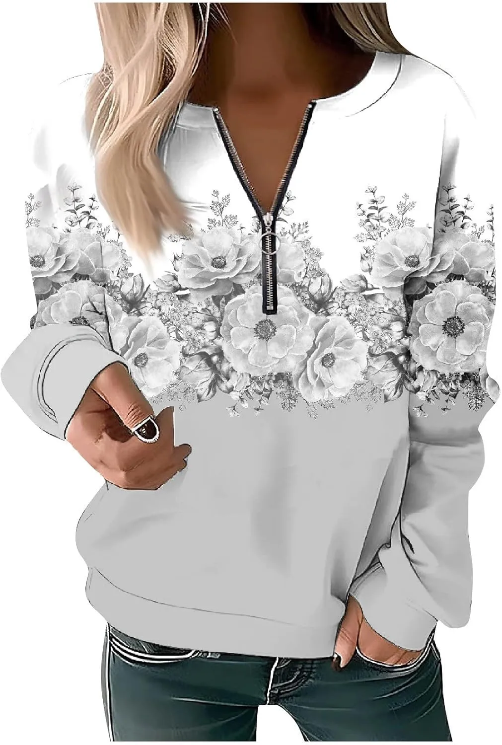 Womens Sweatshirts Quarter Zip Sweatshirts Pullover Casual Zip Up Cute Hoodies 2023 Fall Outfits Athletic Tops