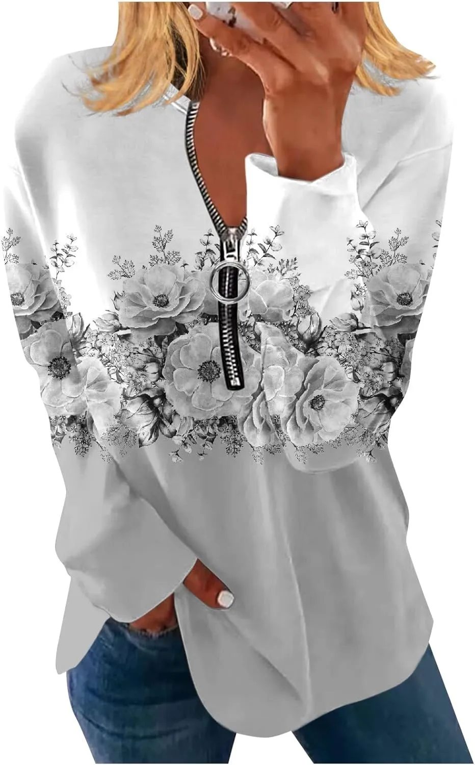 Womens Sweatshirts Quarter Zip Sweatshirts Pullover Casual Zip Up Cute Hoodies 2023 Fall Outfits Athletic Tops