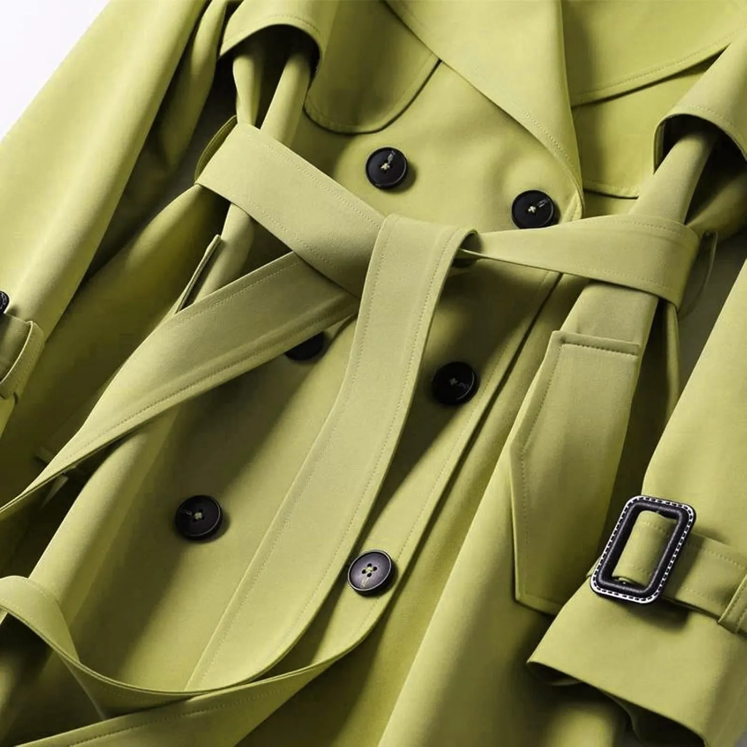 Womens Trench Coat Long Sleeve Oversize Fashion Coats Double Breasted Classic Lapel Loose Winter Jackets Belt Pockets