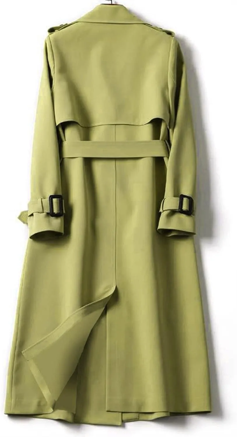 Womens Trench Coat Long Sleeve Oversize Fashion Coats Double Breasted Classic Lapel Loose Winter Jackets Belt Pockets