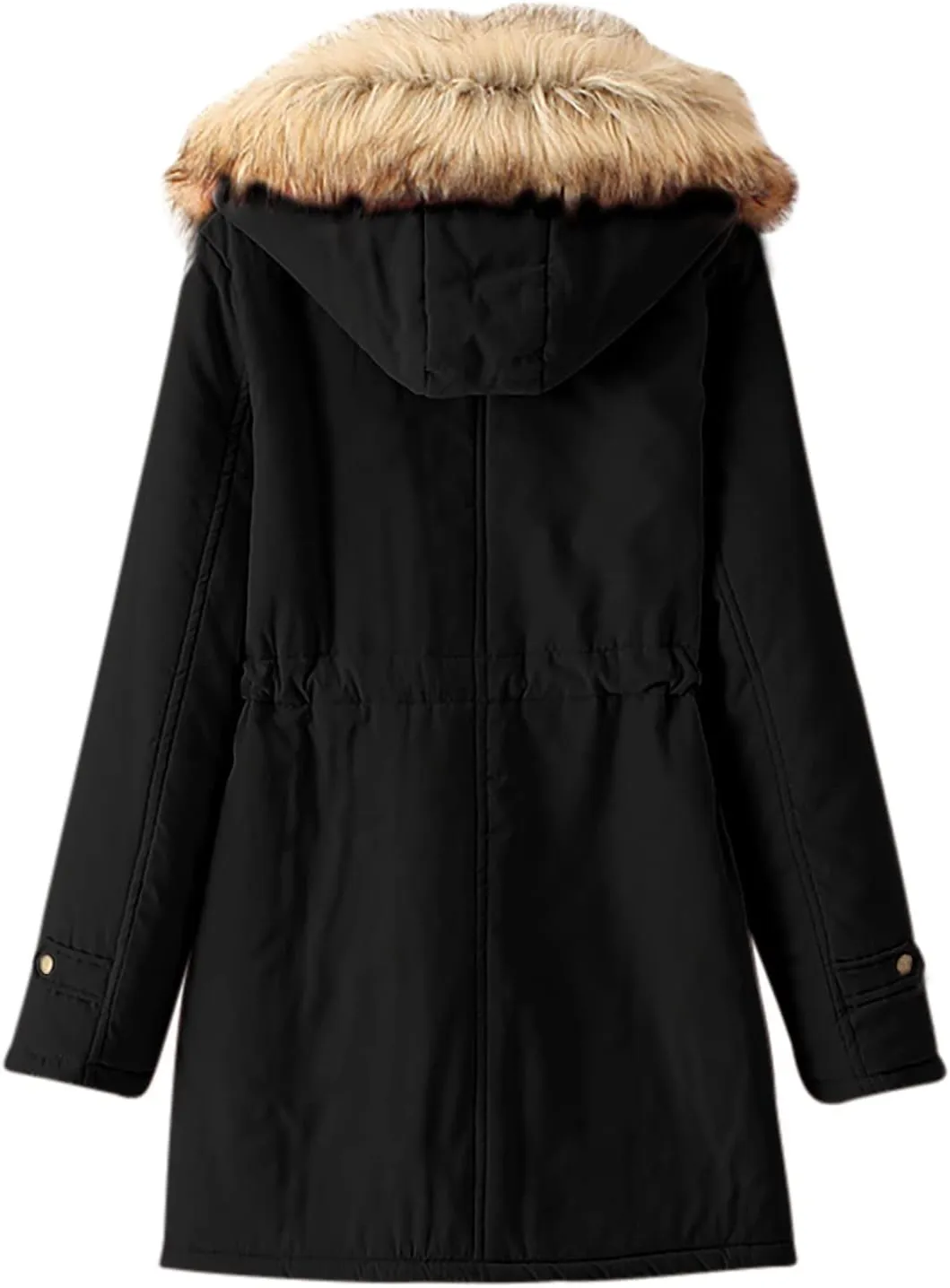 Womens Winter Coats Mid Length Puffer Coat Sherpa Lined Warm Heavy Jackets Thickened Windproof Outerwear with Hood