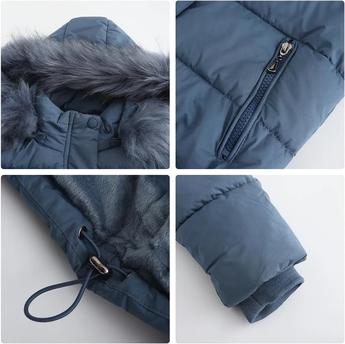 Women's Winter Hooded Cropped Coat Waterproof Down Jacket Warm Thicken Puffer Outwear with Removable Faux Fur Hood