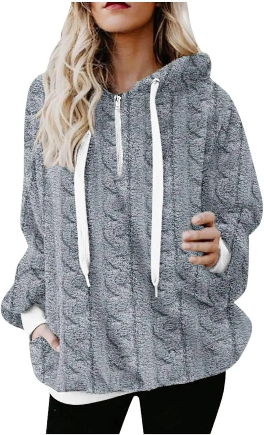 Womens Winter Hoodies Warm Fleece Sherpa Lined Pullover Hooded Sweatshirts Fuzzy Fleece Sweatshirts Long Sleeve Hoodie