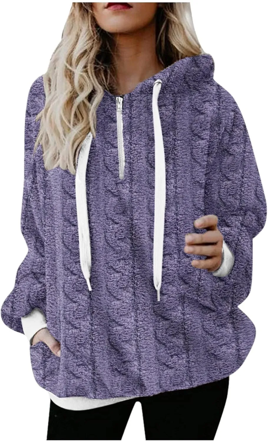 Womens Winter Hoodies Warm Fleece Sherpa Lined Pullover Hooded Sweatshirts Fuzzy Fleece Sweatshirts Long Sleeve Hoodie