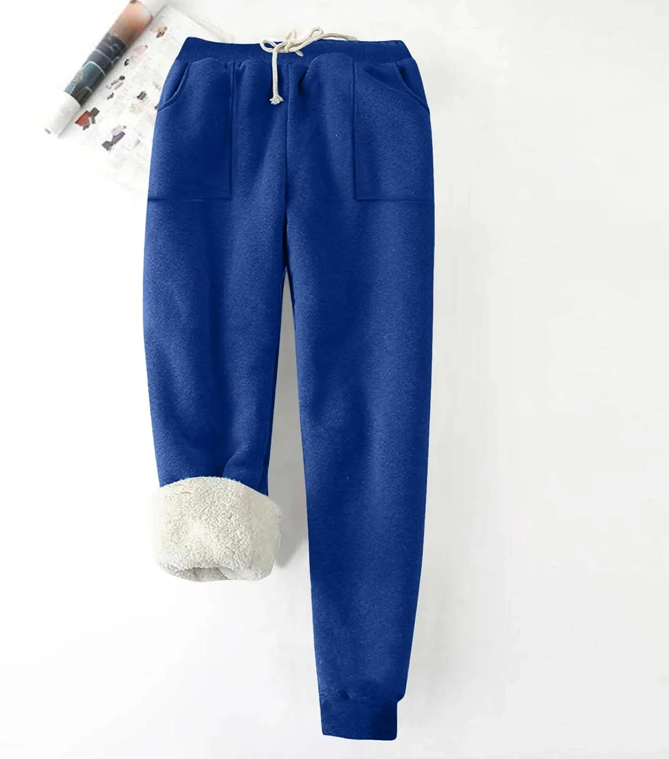 Women's Winter Warm Fleece Joggers Pants Sherpa Lined Thicken Athletic Trousers Drawstring Elastic Waist Sweatpants