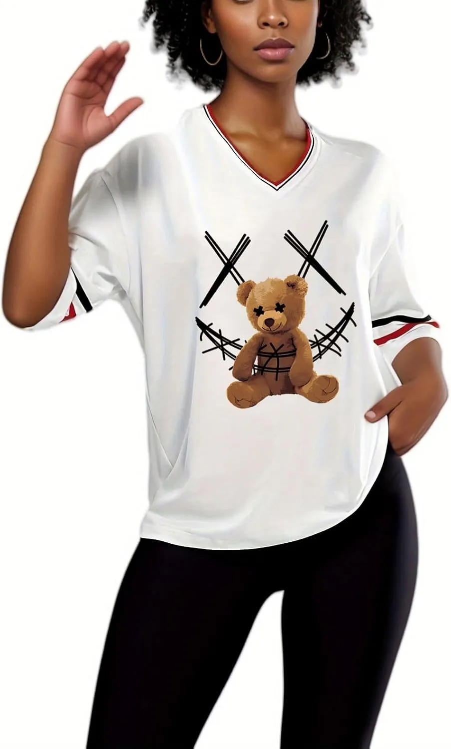 Women's Y2k Harajuku Fashion Korean Graphic T-Shirt Summer Kawaii Bear Goth Casual Tops