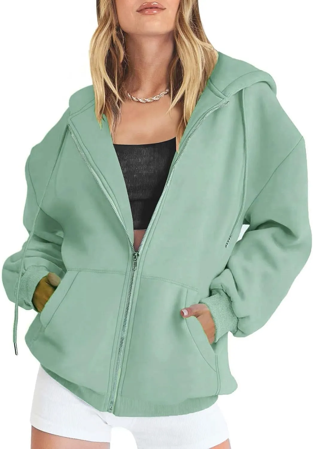 Womens Zip Up Y2K Hooded Sweatshirt Going Out Travel Camping Trendy Drawstring Hoodies Oversized Baggy Casual Coats