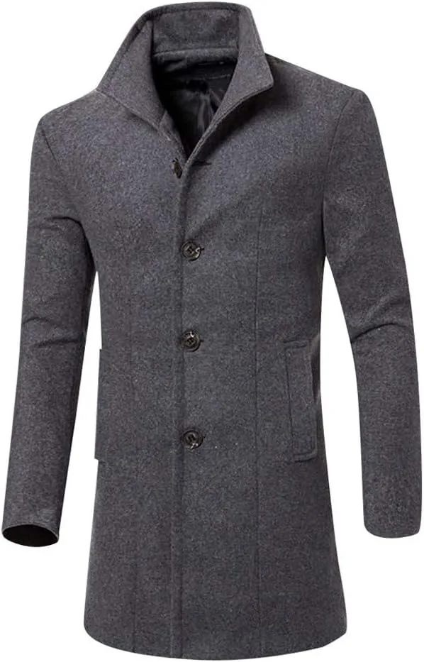 XUNRYAN Teen Boys Trench Coats Long Wool-Blend Peacoats Classic Jackets Winter Fashion Coats Outerwear with Pockets