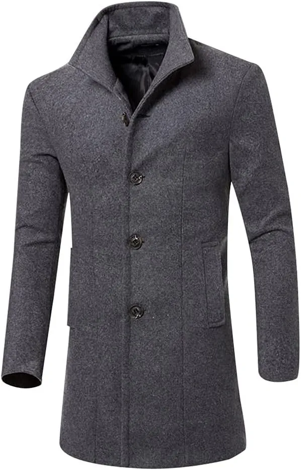 XUNRYAN Teen Boys Trench Coats Long Wool-Blend Peacoats Classic Jackets Winter Fashion Coats Outerwear with Pockets