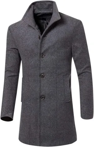XUNRYAN Teen Boys Trench Coats Long Wool-Blend Peacoats Classic Jackets Winter Fashion Coats Outerwear with Pockets