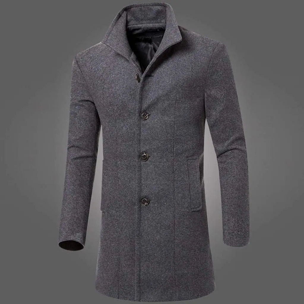 XUNRYAN Teen Boys Trench Coats Long Wool-Blend Peacoats Classic Jackets Winter Fashion Coats Outerwear with Pockets