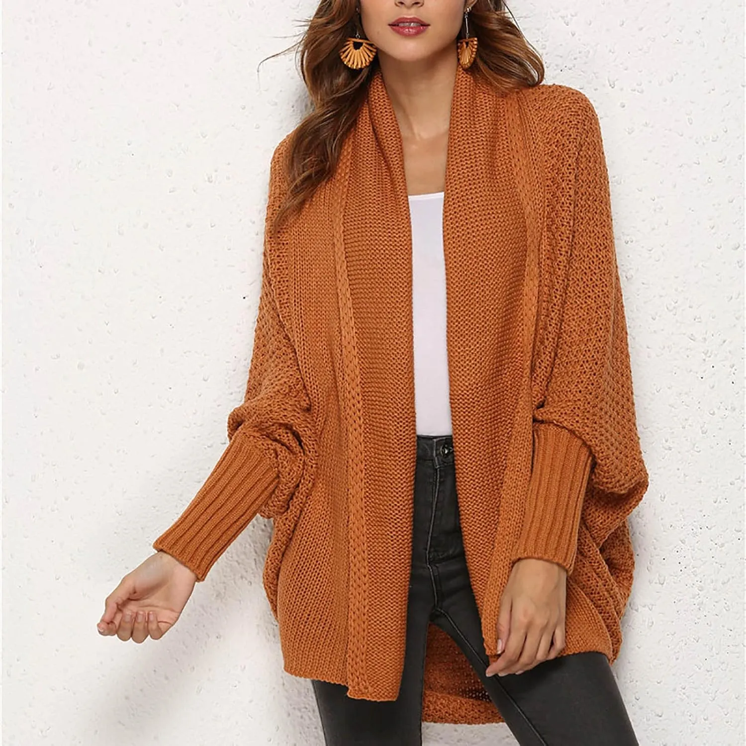 XUNRYAN Womens Winter Dolman Sweaters Cardigans Open Front Chunky Knit Lightweight Jackets Fall Casual Coats Outerwear