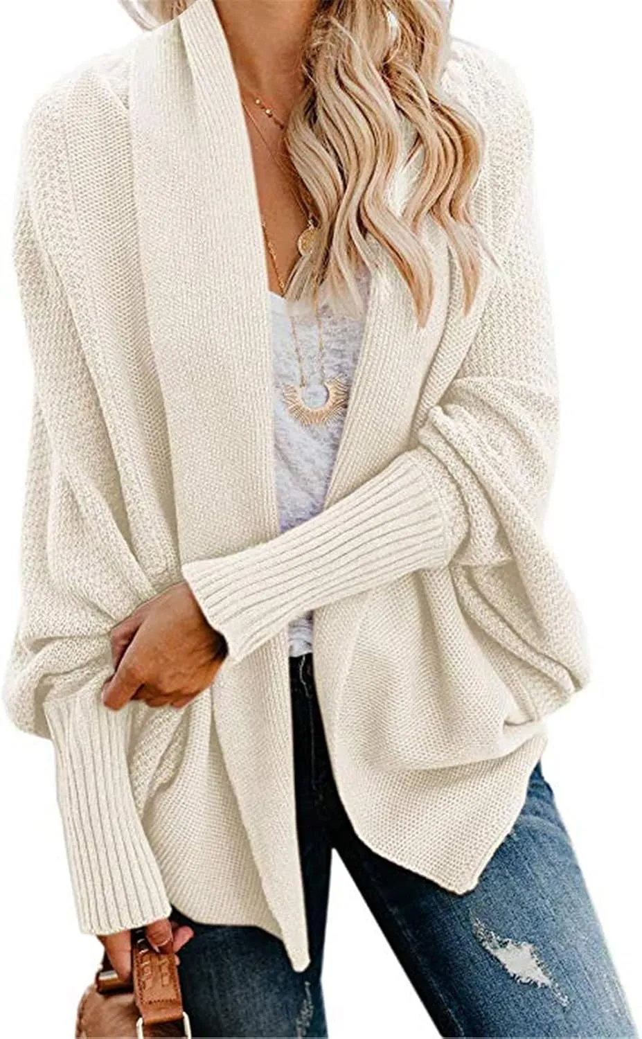 XUNRYAN Womens Winter Dolman Sweaters Cardigans Open Front Chunky Knit Lightweight Jackets Fall Casual Coats Outerwear