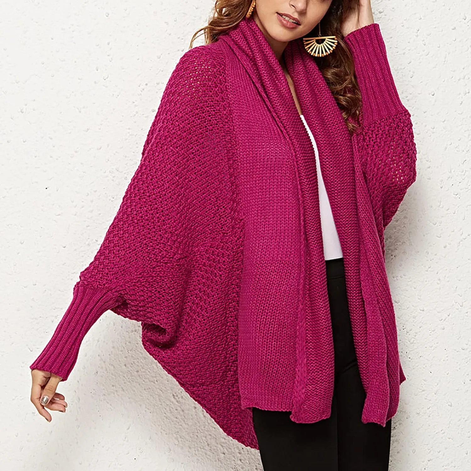 XUNRYAN Womens Winter Dolman Sweaters Cardigans Open Front Chunky Knit Lightweight Jackets Fall Casual Coats Outerwear