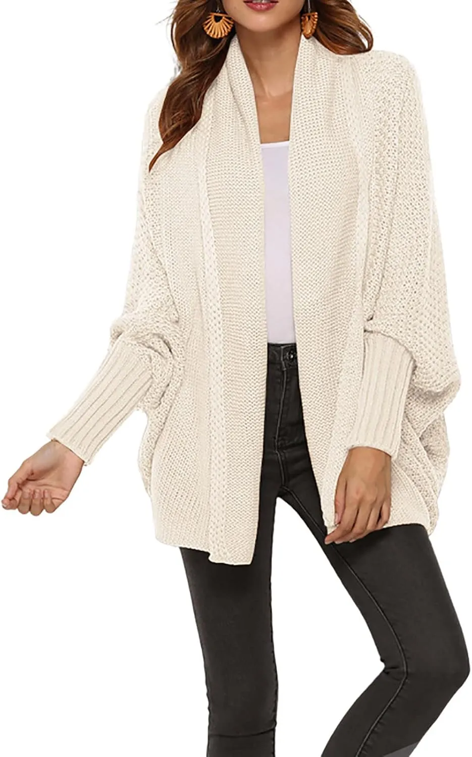 XUNRYAN Womens Winter Dolman Sweaters Cardigans Open Front Chunky Knit Lightweight Jackets Fall Casual Coats Outerwear