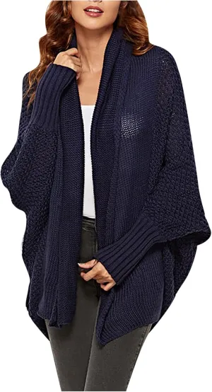 XUNRYAN Womens Winter Dolman Sweaters Cardigans Open Front Chunky Knit Lightweight Jackets Fall Casual Coats Outerwear
