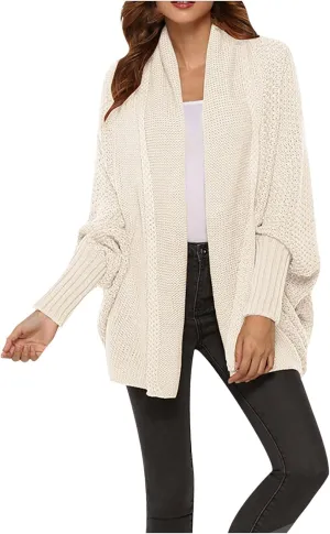 XUNRYAN Womens Winter Dolman Sweaters Cardigans Open Front Chunky Knit Lightweight Jackets Fall Casual Coats Outerwear