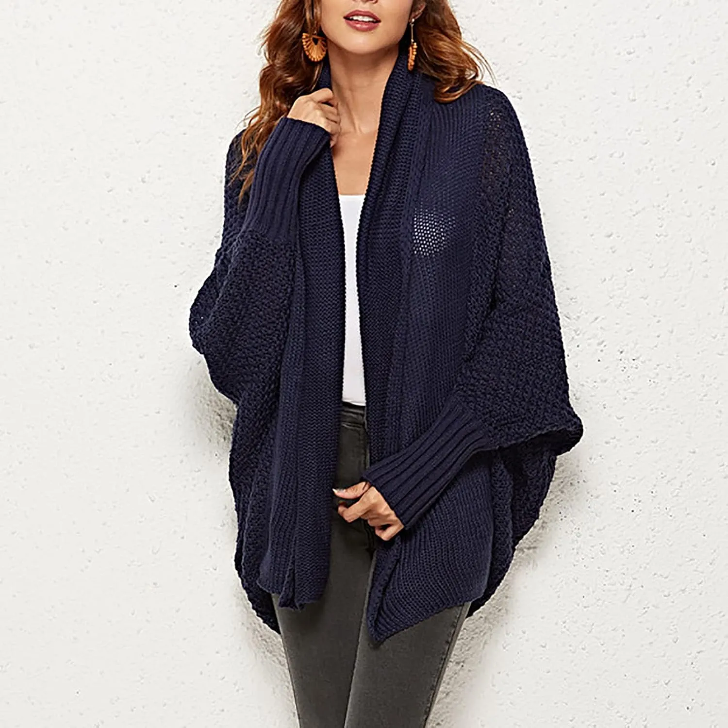 XUNRYAN Womens Winter Dolman Sweaters Cardigans Open Front Chunky Knit Lightweight Jackets Fall Casual Coats Outerwear