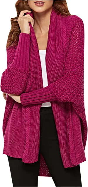 XUNRYAN Womens Winter Dolman Sweaters Cardigans Open Front Chunky Knit Lightweight Jackets Fall Casual Coats Outerwear